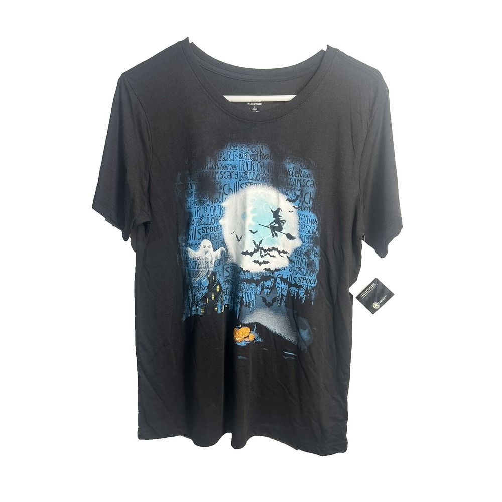 celebrate halloween womens short sleeve night sky shirt size medium‎ 8 10